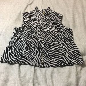 Charter Club Black and Grey Zebra print vest